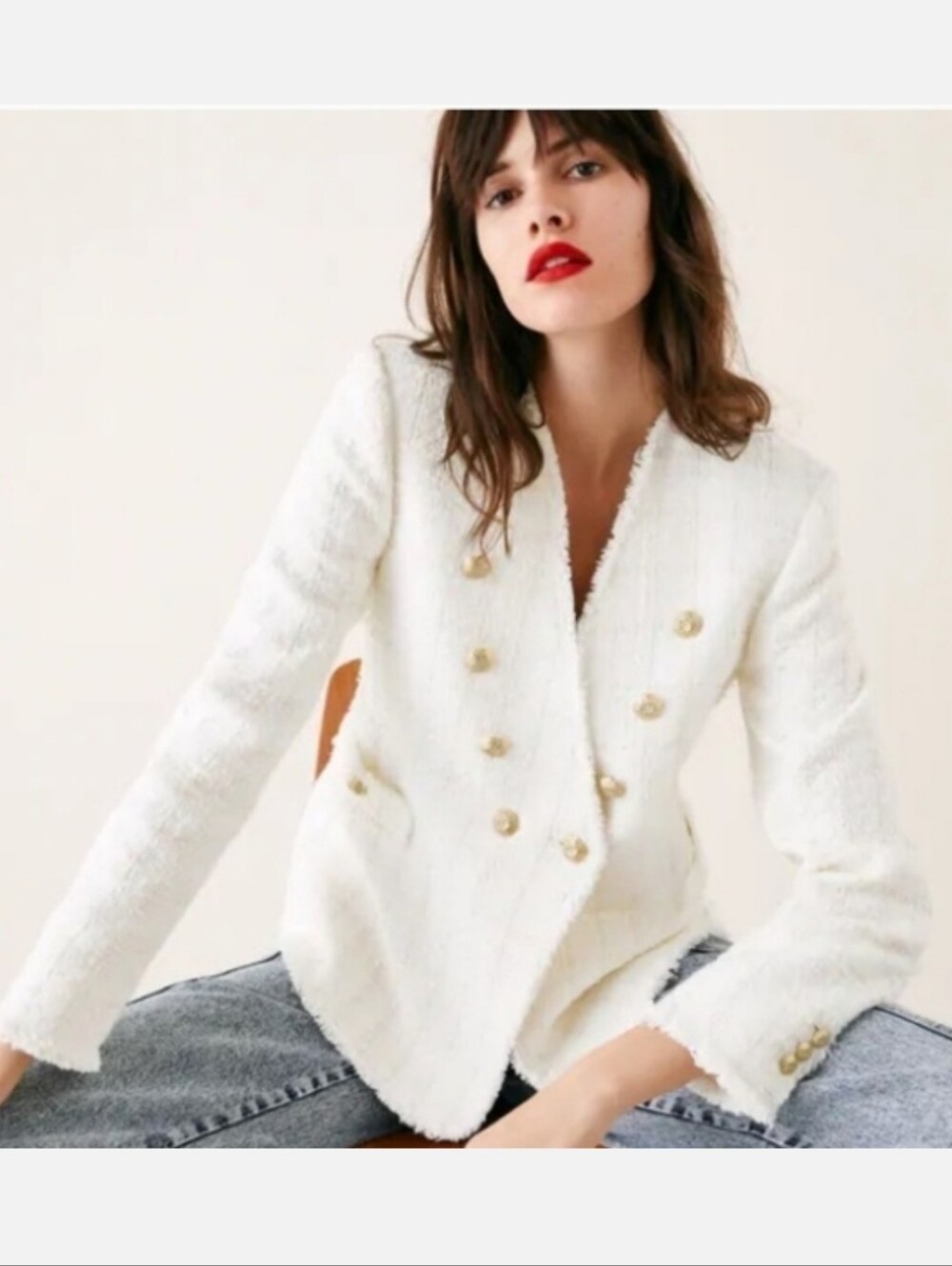 Zara Tweed Textured Blazer Size L